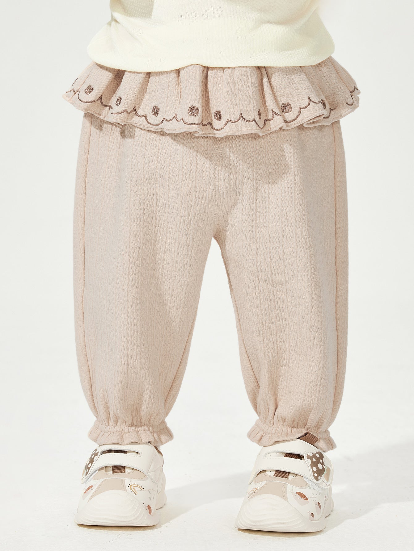 Pantallonat Ruffle Waist - Bezhë