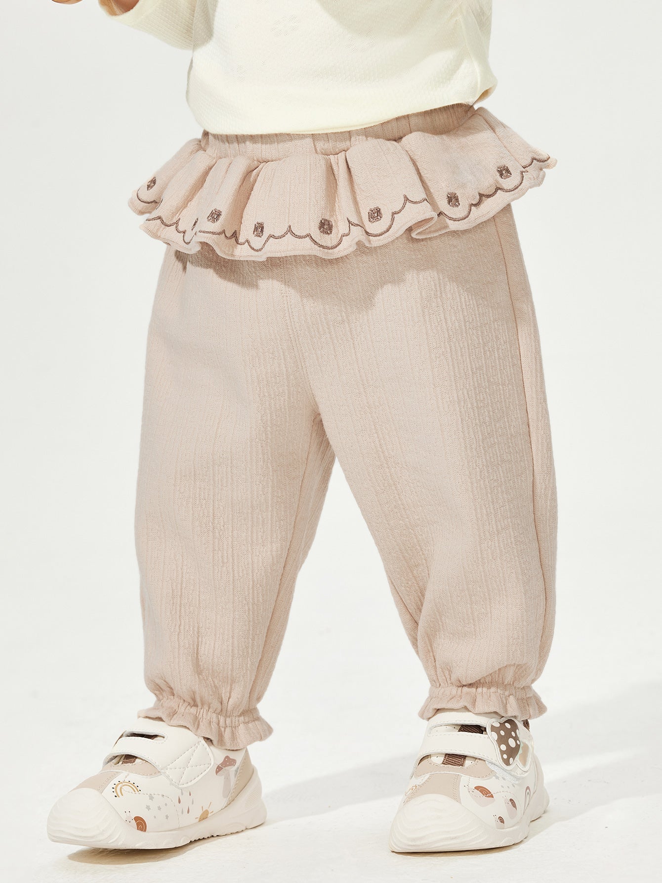 Pantallonat Ruffle Waist - Bezhë