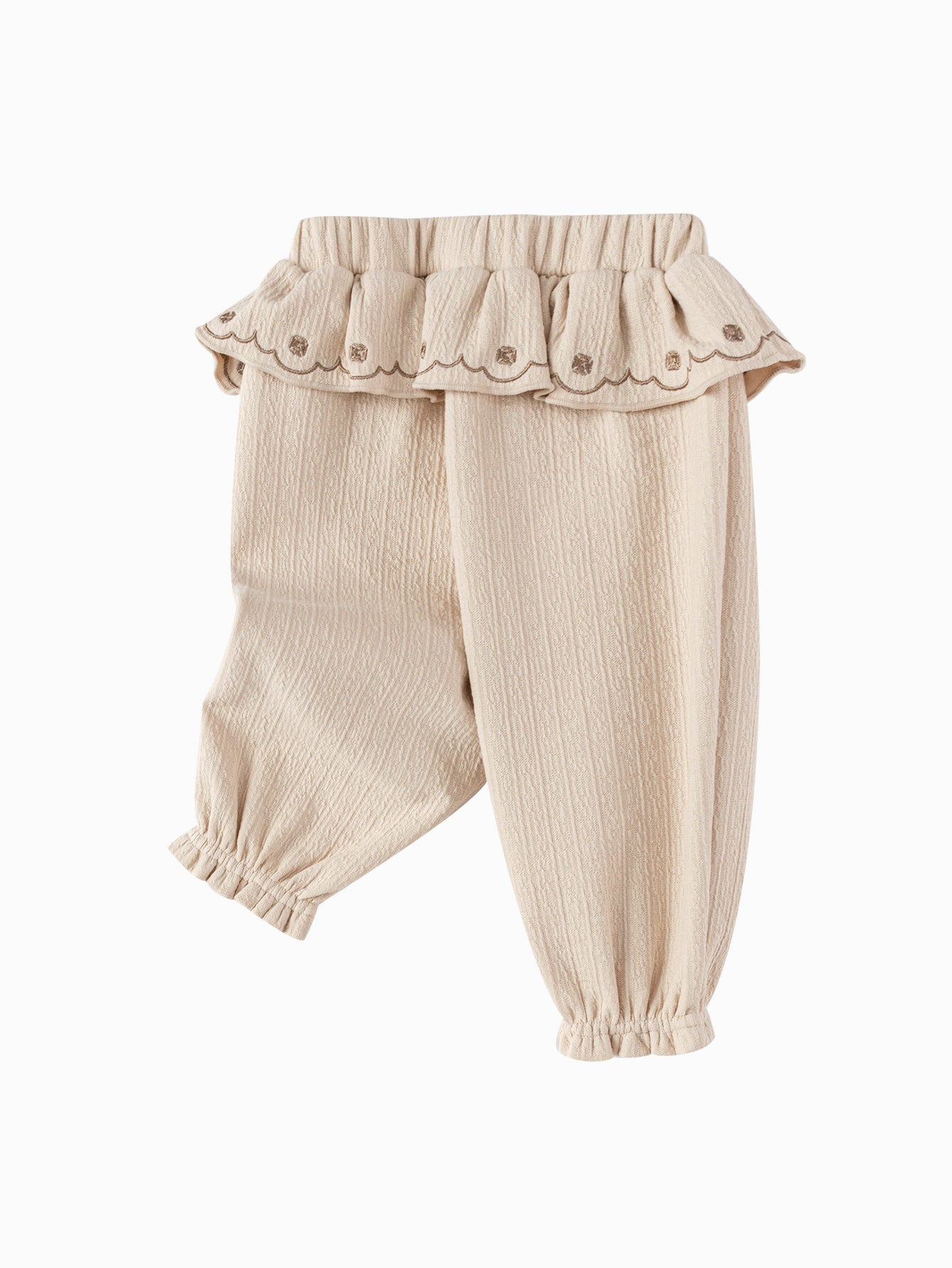 Pantallonat Ruffle Waist - Bezhë