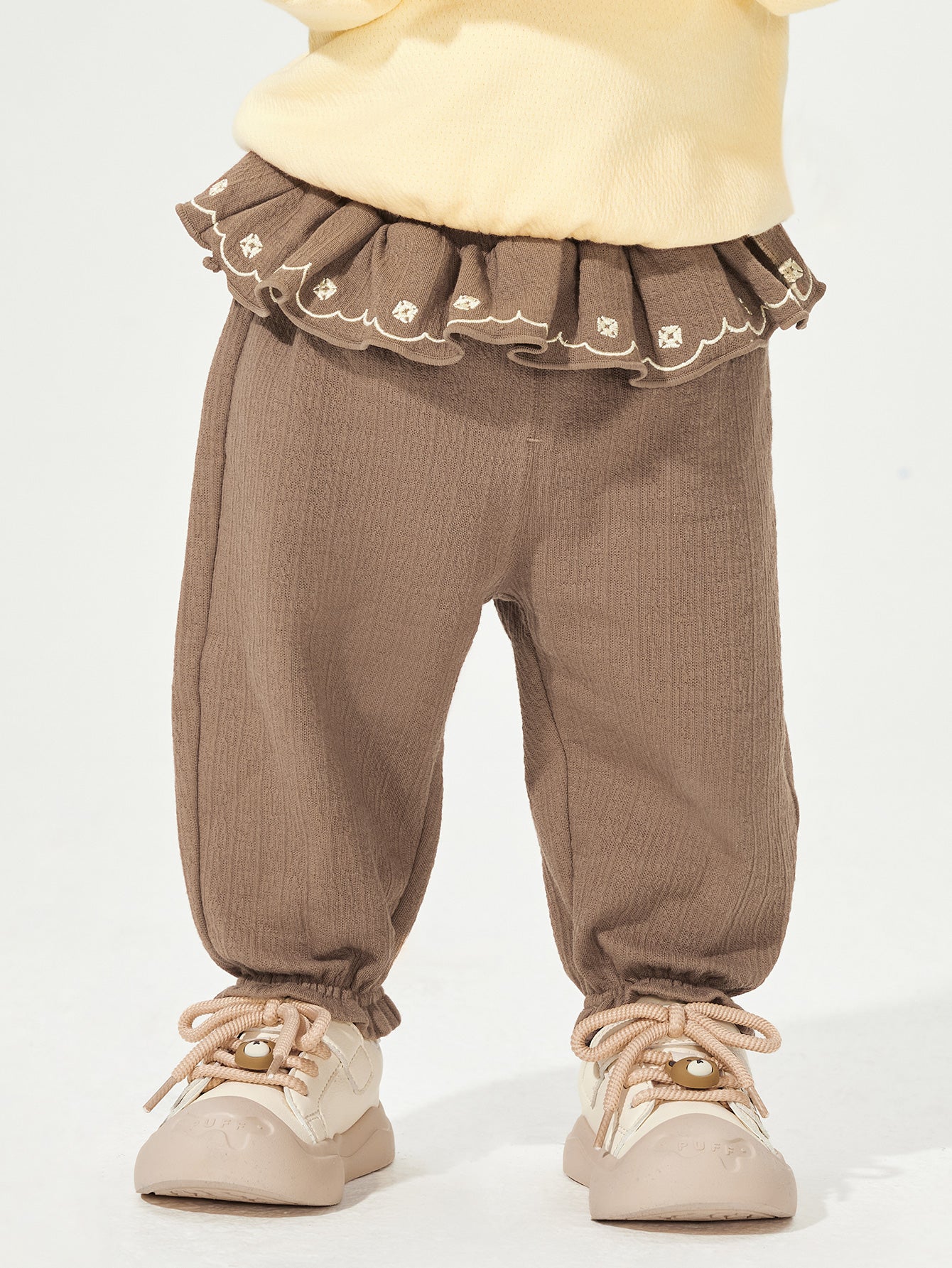 Pantallonat Ruffle Waist - Kafe 🍫